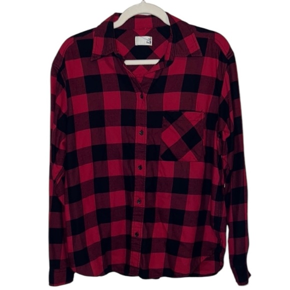 Aritzia Wilfred Free Buffalo Plaid Check Flannel Long   Top Size S - Picture 3 of 8